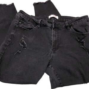 KANCAN black distressed jeans size XLarge